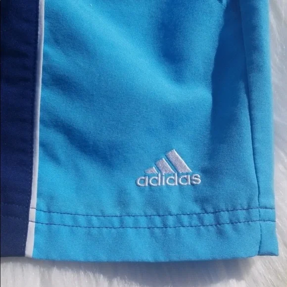 RARE Vintage ADIDAS high waisted running Shorts bright Blue White & Navy striped - Picture 7 of 12